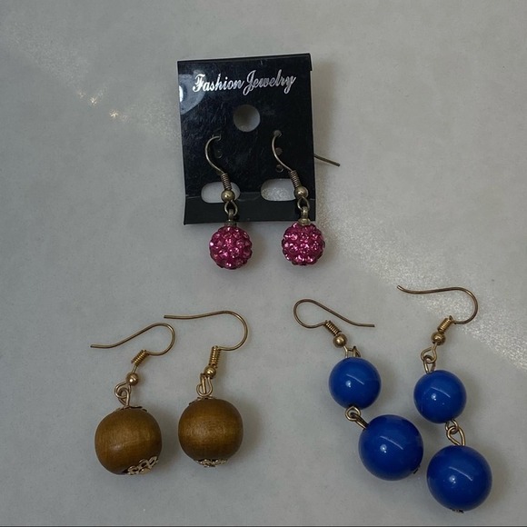 Lot of 3 Ball Dangle Earrings - Picture 1 of 1